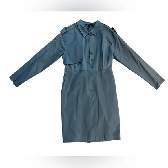 BCBG Maxazria Long Sleeve Trench Dress Castor Grey Size Large - Picture 4 of 11